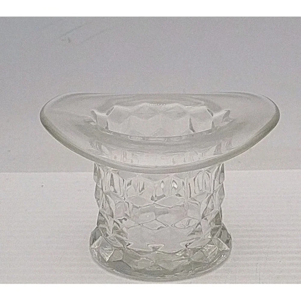 Fenton & Fostoria Diamond‎ & Daisy & Button Top Hat Figurine Trinket Bowls